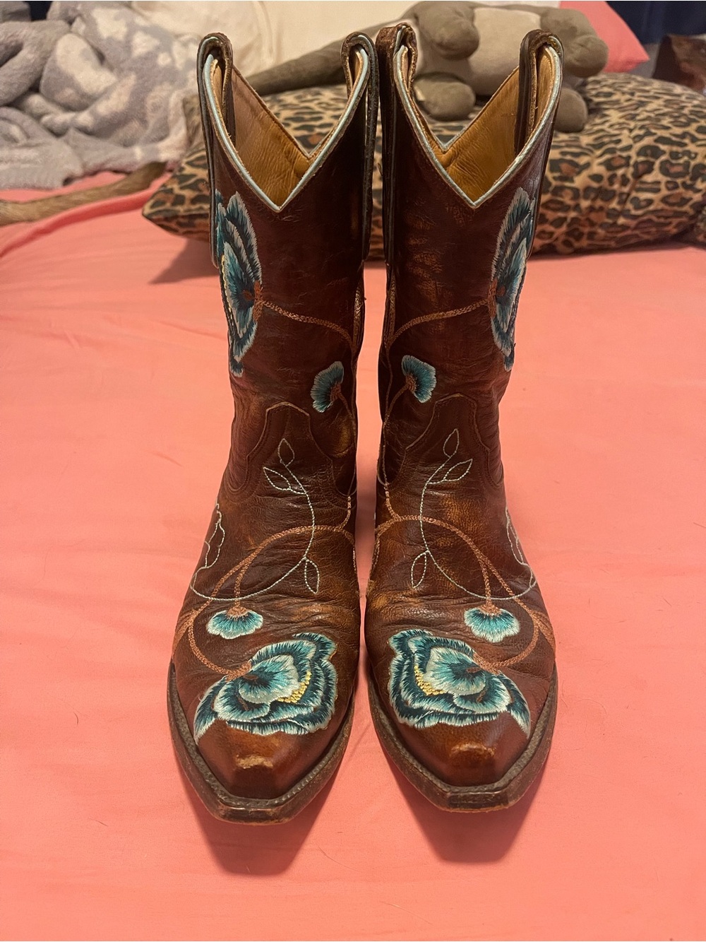 Old Gringo Marsha Boots Brown and Blue/turquoise Flowers 6.5 B